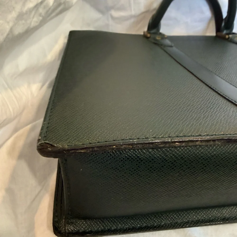 Auth Louis Vuitton Taiga Leather BriefcaseGreen Vintage 1977 Made in France